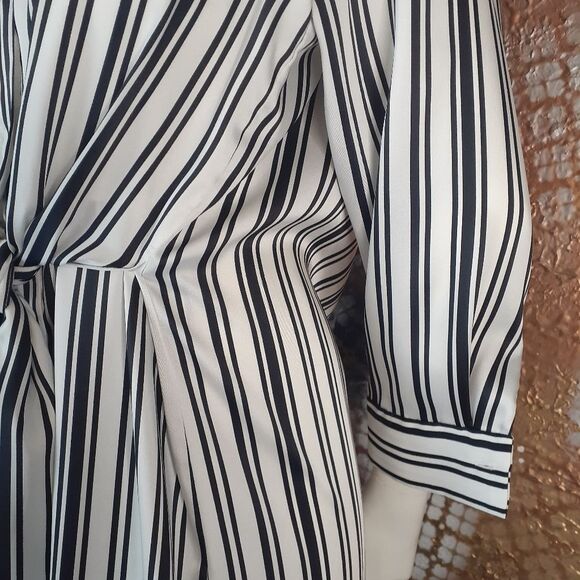 Zara Striped Black and White Women's Midi Dress - Picture 11 of 14